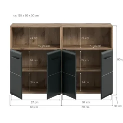 Hioshop Ice badkamer I13 zwart mat- eiken decor