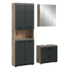 Hioshop Ice badkamer I19 zwart mat- eiken decor