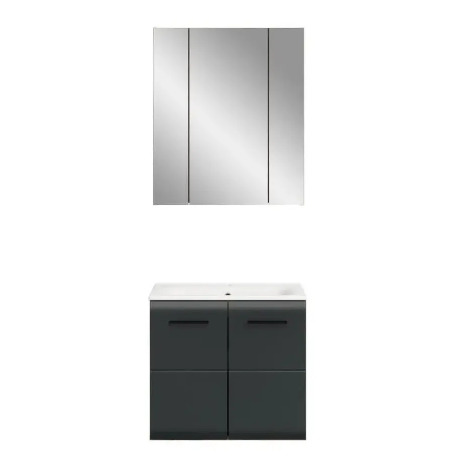 Hioshop Ice badkamer I3 zwart mat- eiken decor