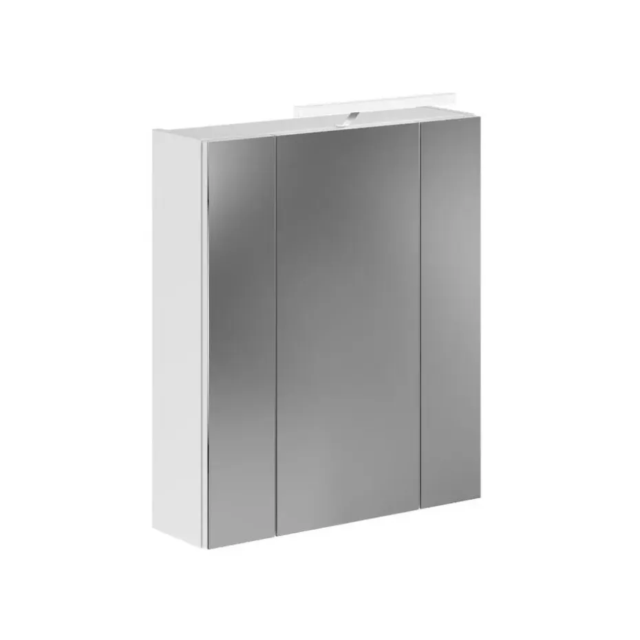 Hioshop Ice spiegelkast inclusief verlichting 3 spiegeldeuren wit hoogglans-