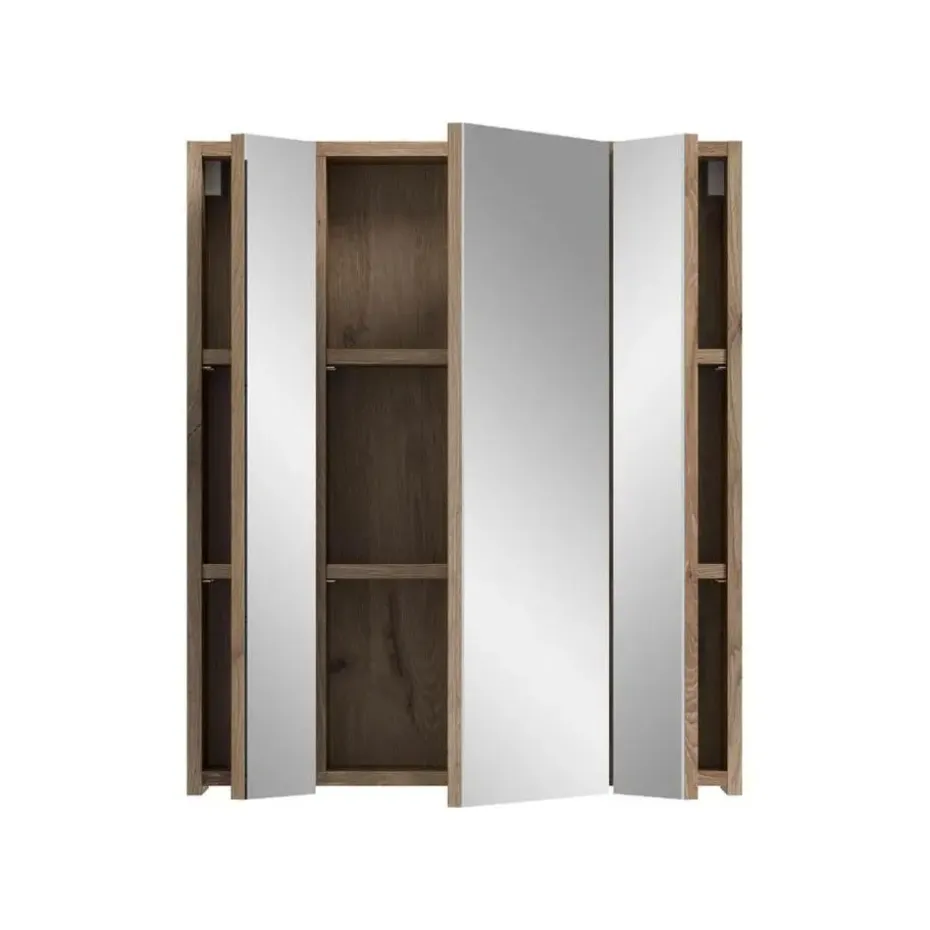Hioshop Ice spiegelkast zwart mat- eiken decor