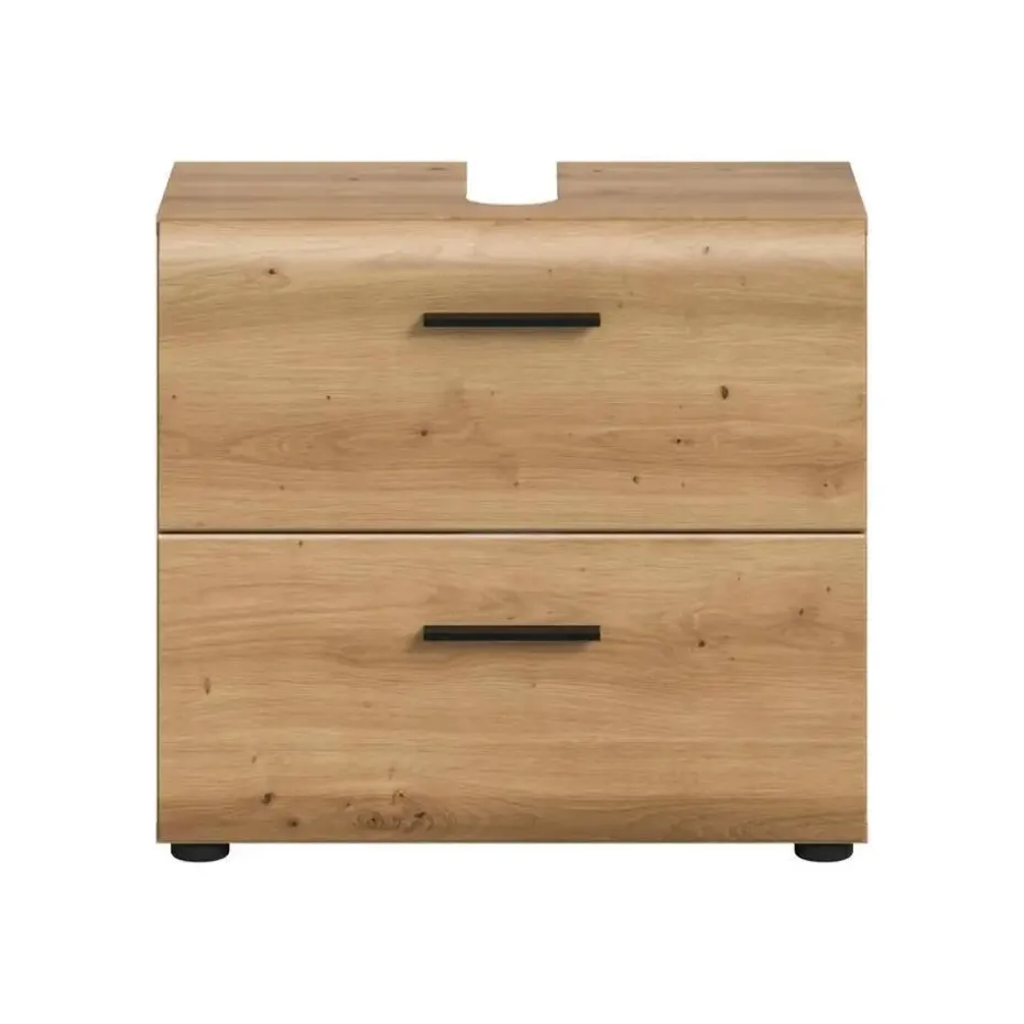 Hioshop Ice wastafel 2 lades eiken decor