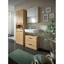 Hioshop Ice wastafel 2 lades eiken decor