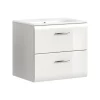 Hioshop Ice wastafel inclusief was 2 lades wit hoogglans- wit