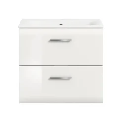 Hioshop Ice wastafel inclusief was 2 lades wit hoogglans- wit
