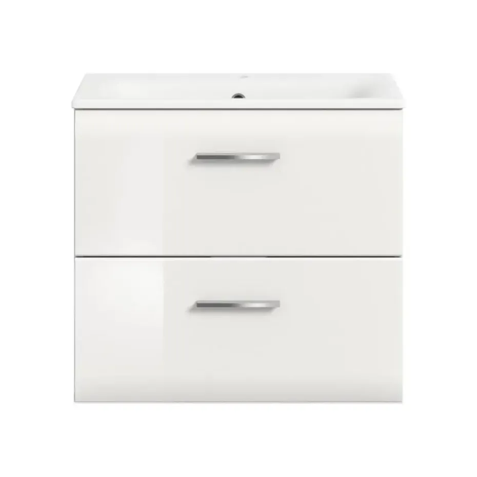 Hioshop Ice wastafel inclusief was 2 lades wit hoogglans- wit