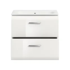 Hioshop Ice wastafel inclusief was 2 lades wit hoogglans- wit