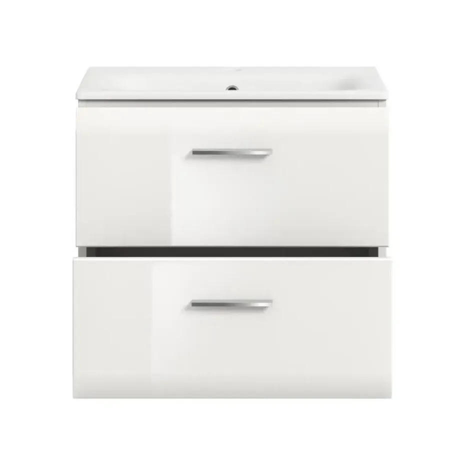 Hioshop Ice wastafel inclusief was 2 lades wit hoogglans- wit