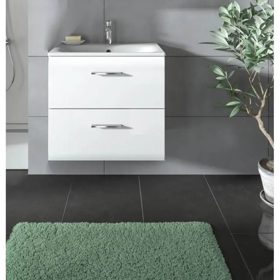Hioshop Ice wastafel inclusief was 2 lades wit hoogglans- wit