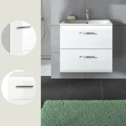 Hioshop Ice wastafel inclusief was 2 lades wit hoogglans- wit