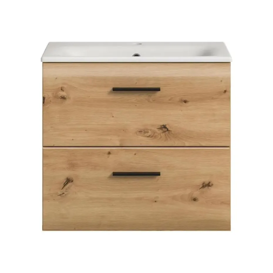 Hioshop Ice wastafel inclusief was 2 lades eiken decor