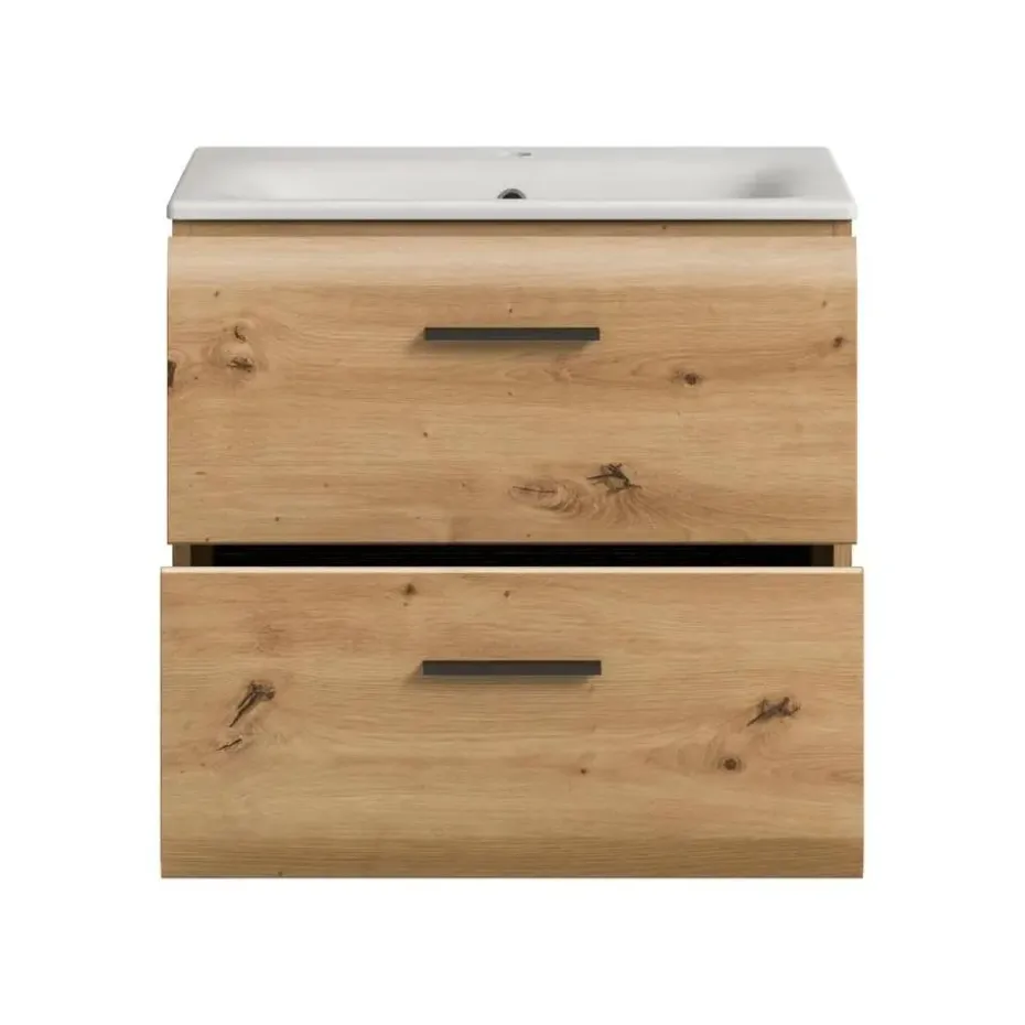 Hioshop Ice wastafel inclusief was 2 lades eiken decor