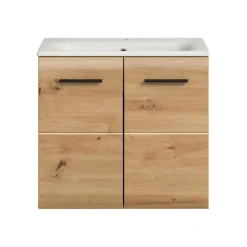Hioshop Ice wastafel inclusief was 2 deuren eiken decor