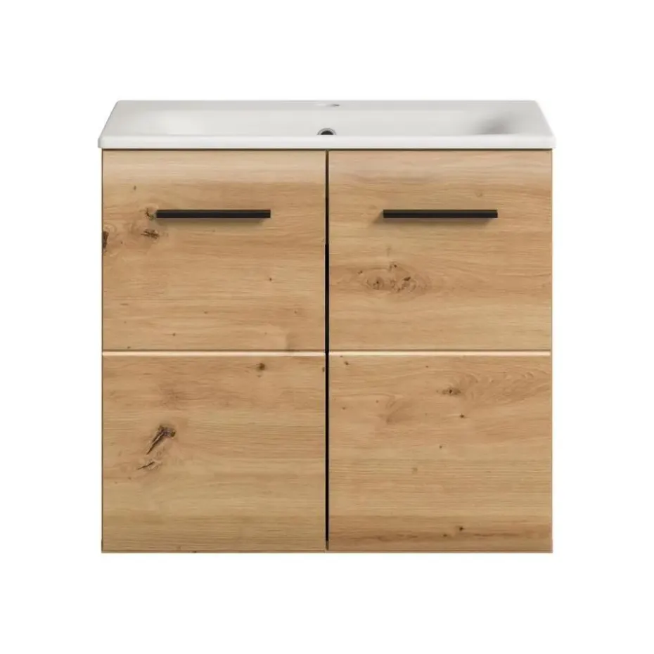 Hioshop Ice wastafel inclusief was 2 deuren eiken decor