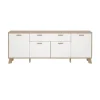 Hioshop Ikast dressoir 4 deuren- 1 lade eiken decor- wit