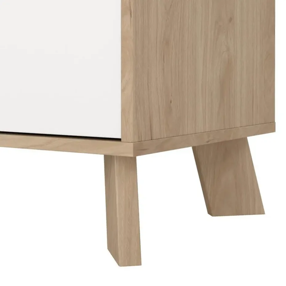 Hioshop Ikast dressoir 4 deuren- 1 lade eiken decor- wit