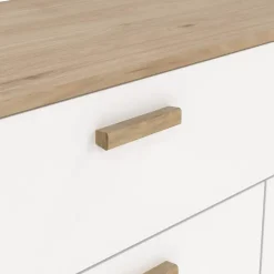 Hioshop Ikast dressoir 4 deuren- 1 lade eiken decor- wit