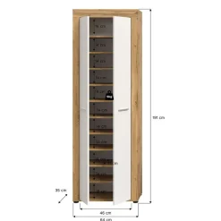Hioshop Jam schoenenkast 2 deuren wit- eik decor