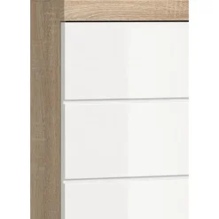 Hioshop Lambada wastafel 2 deuren wit hoogglans- eiken decor