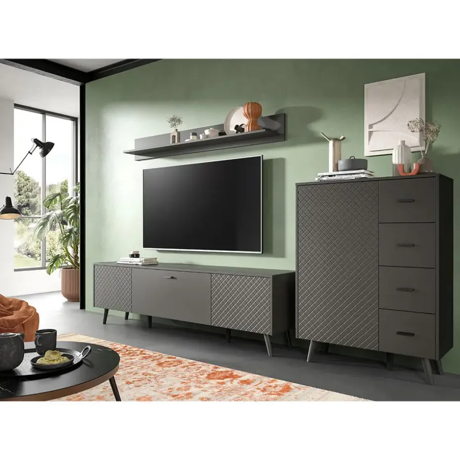 Hioshop Linea wandkast wandplank 1 plank mat grijs