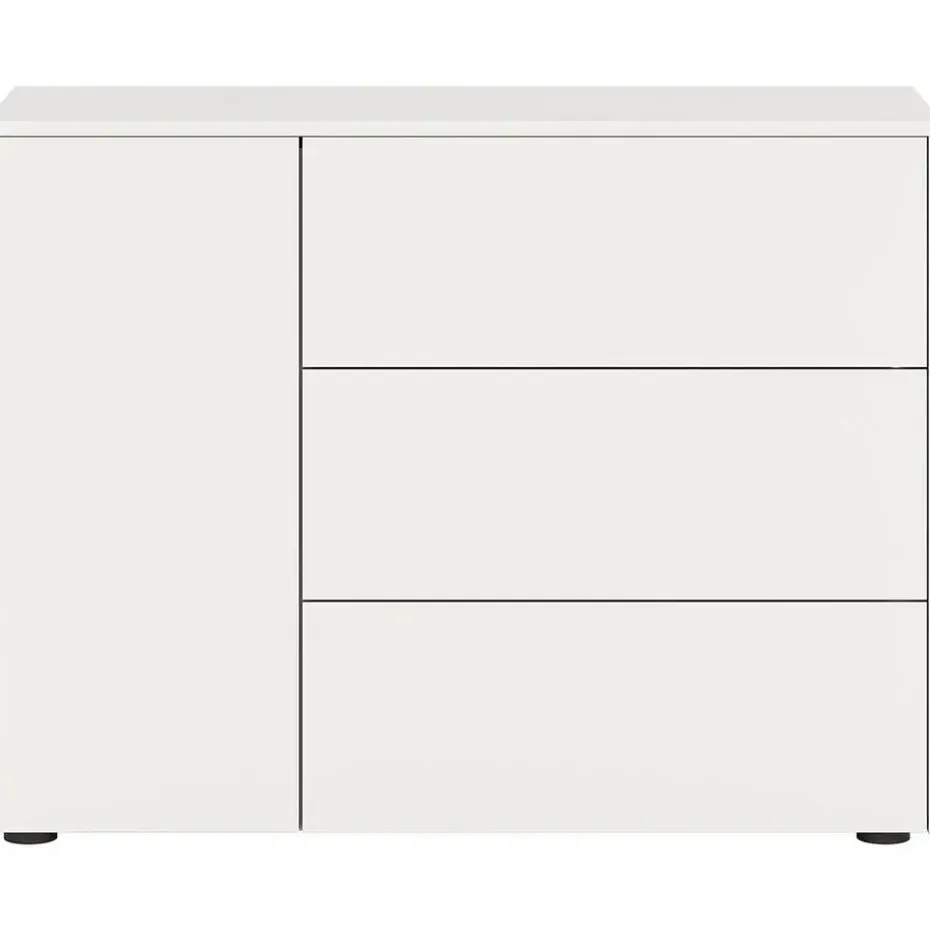 Hioshop Loft dressoir 3 laden 1 deur wit