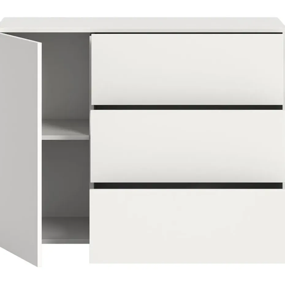 Hioshop Loft dressoir 3 laden 1 deur wit