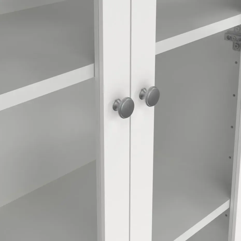 Hioshop Madrid vitrinekast 2 glazen deuren 3 laden wit