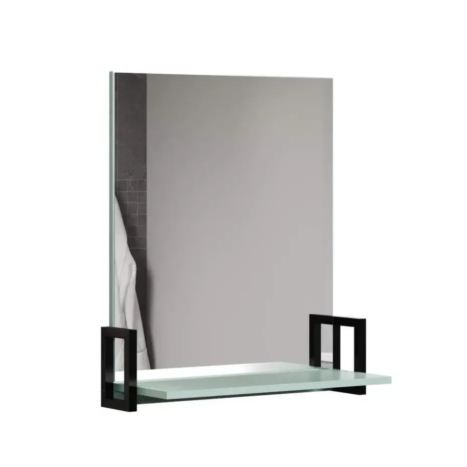 Hioshop Matix spiegel bad met plank blauw- grijs