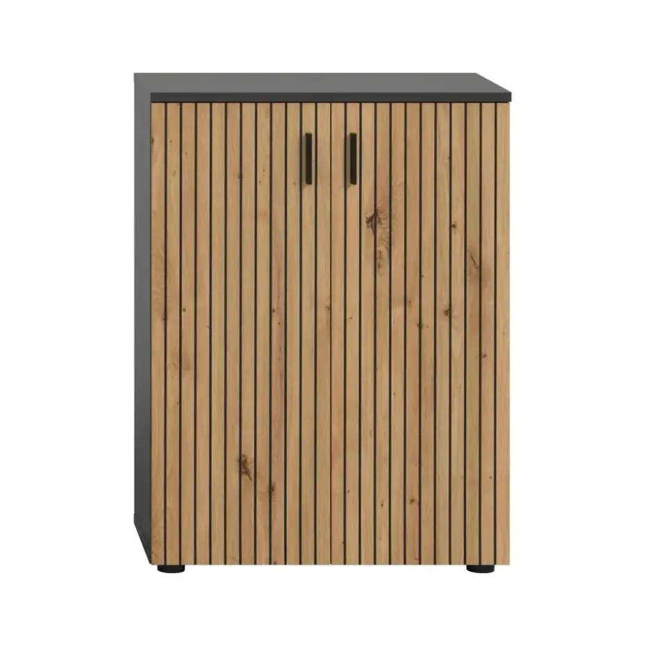 Hioshop Mone badkamerkast 2 deuren eiken decor- donkergrijs