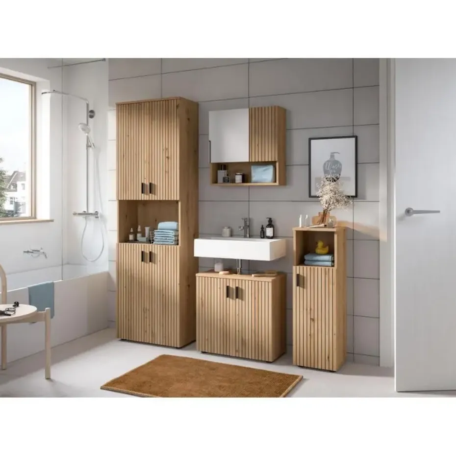 Hioshop Mone kolomkast 4 deuren- 1 plank eiken decor