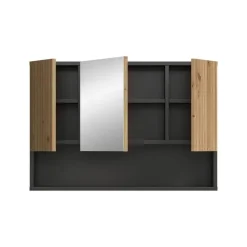 Hioshop Mone spiegelkast 2 deuren- 1 spiegeldeur- 1 plank eiken decor-