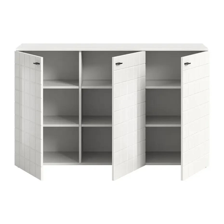 Hioshop Monte dressoir 3 deuren wit hoogglans