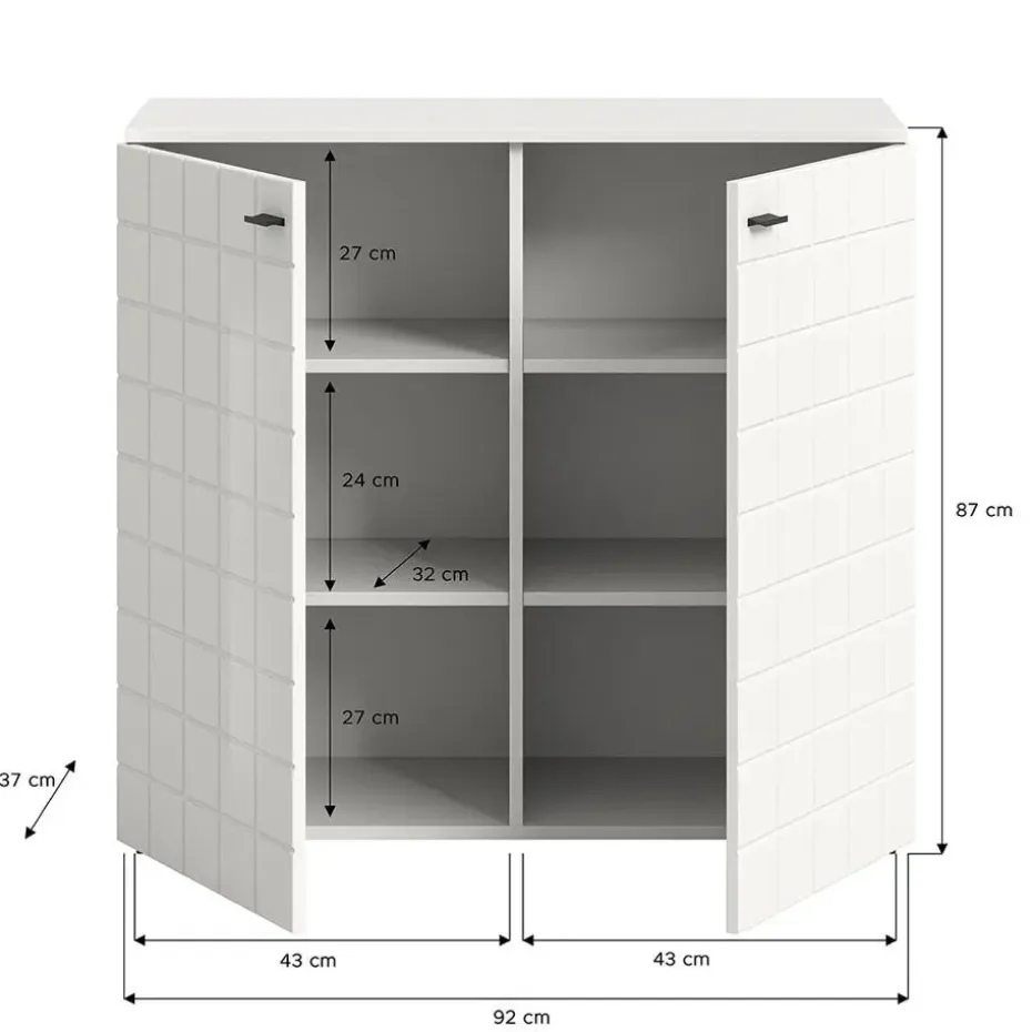 Hioshop Monte dressoir 2 deuren wit hoogglans