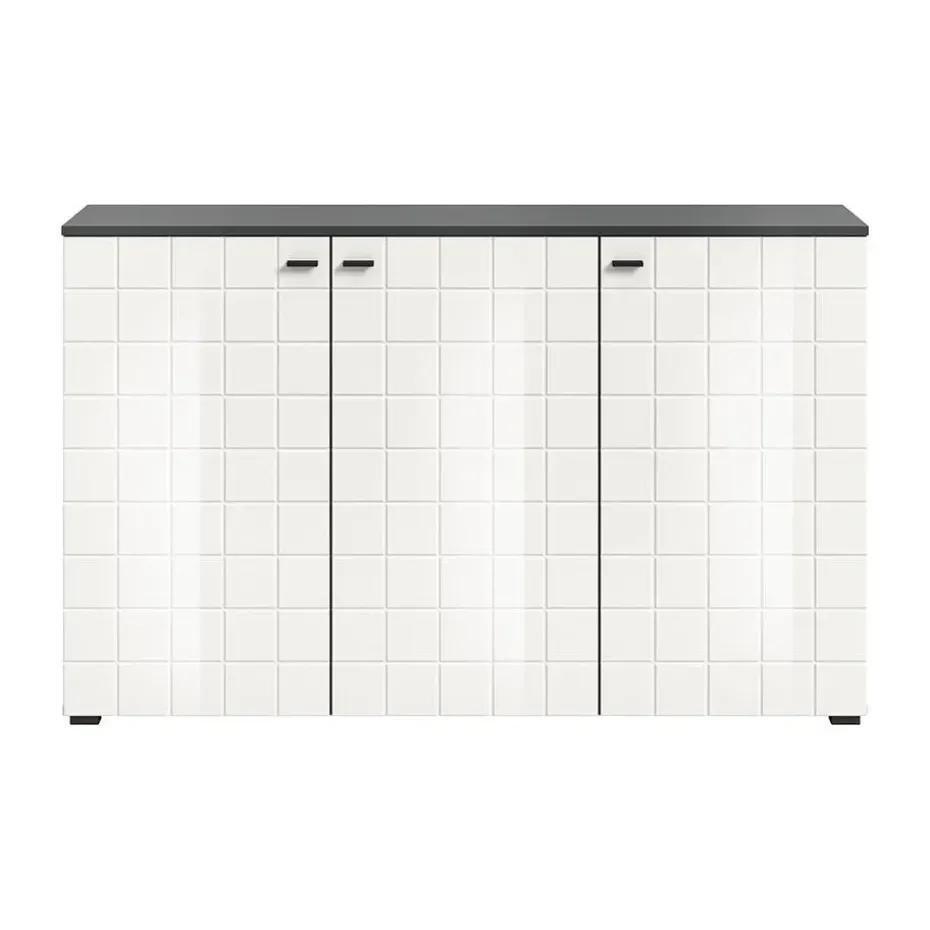Hioshop Monte dressoir 3 deuren wit hoogglans