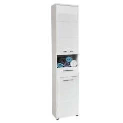 Hioshop Monte kolomkast 2 deuren- 1 lade- 1 open vak wit- wit hoogglans