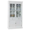 Hioshop Mozart 2-deurs vitrinekast in antiek wit- antiek gepatineerd Breedte