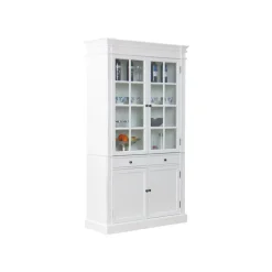 Hioshop Mozart 2-deurs vitrinekast in antiek wit- antiek gepatineerd Breedte