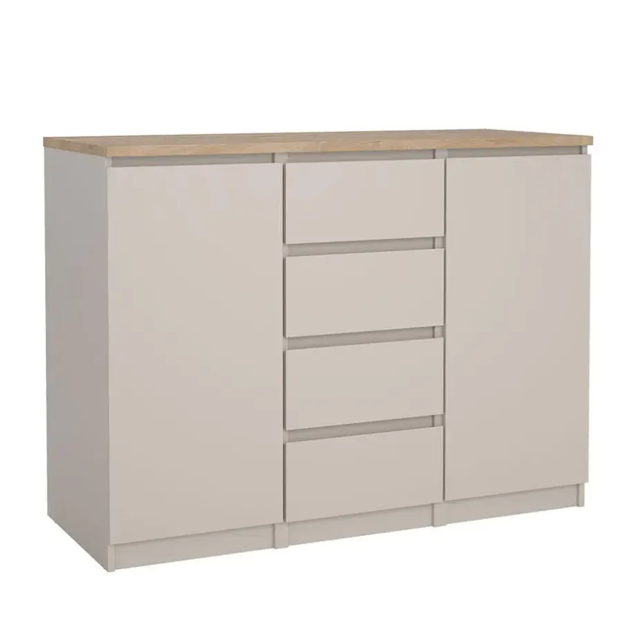 Hioshop Naia dressoir 2 deuren 4 lades eikdecor