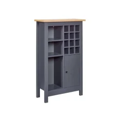 Hioshop Nellina wandkast wijnrek- 1 deur- 3 open planken- 12 ruimte voor wijn