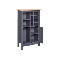 Hioshop Nellina wandkast wijnrek- 1 deur- 3 open planken- 12 ruimte voor wijn