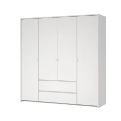 Hioshop Next kledingkast 4 deuren 2 lades 197x200cm wit