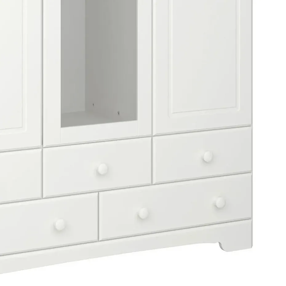 Hioshop Nilon kledingkast 3 deuren 5 laden wit