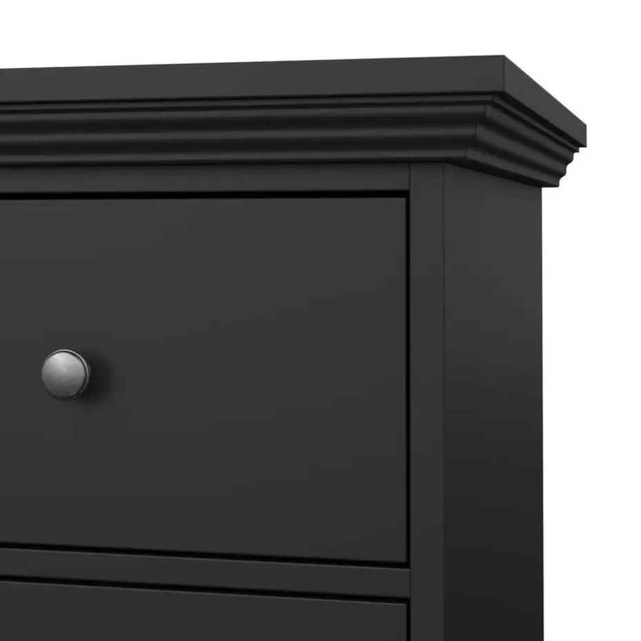 Hioshop North kommode 6 laden zwart mat