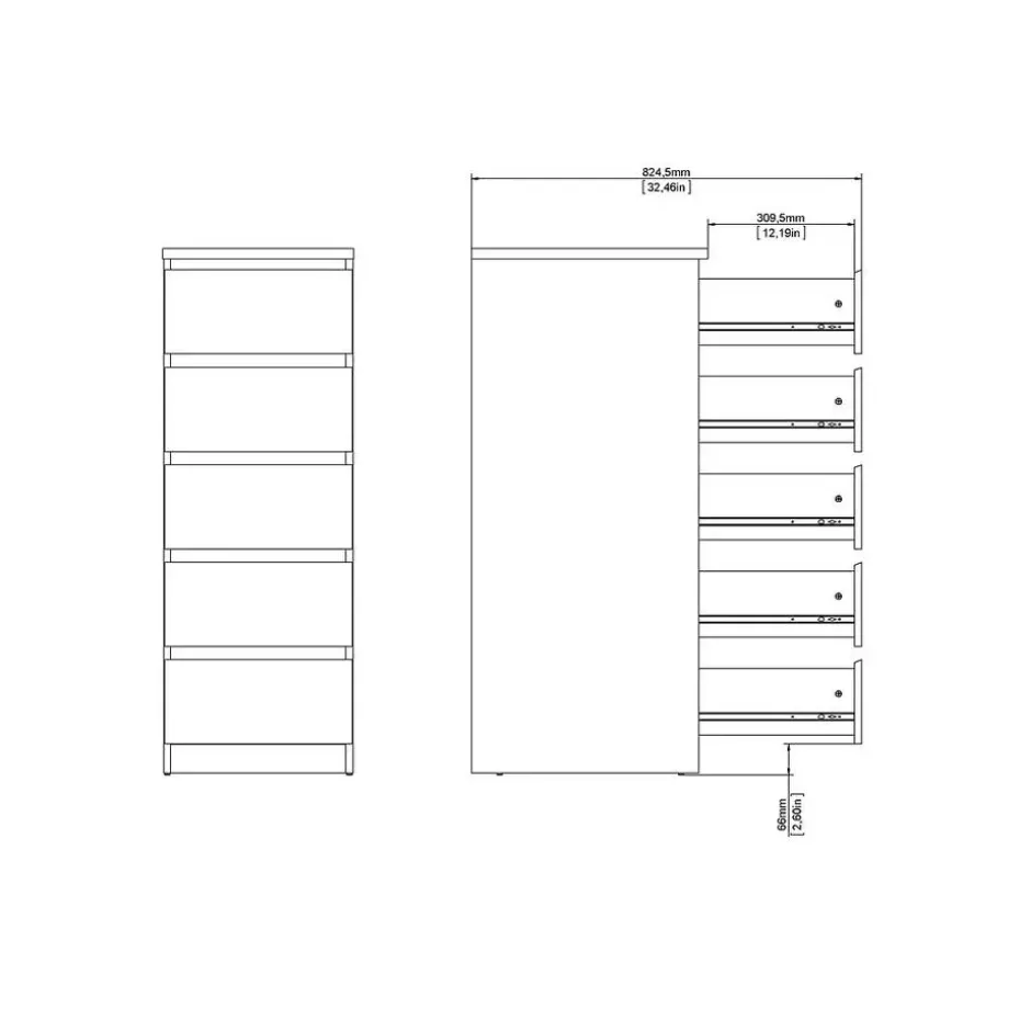 Hioshop Noulan commode 5 lades eiken decor