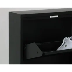 Hioshop Pisa schoenenkast zwart metaal met 3 vakken