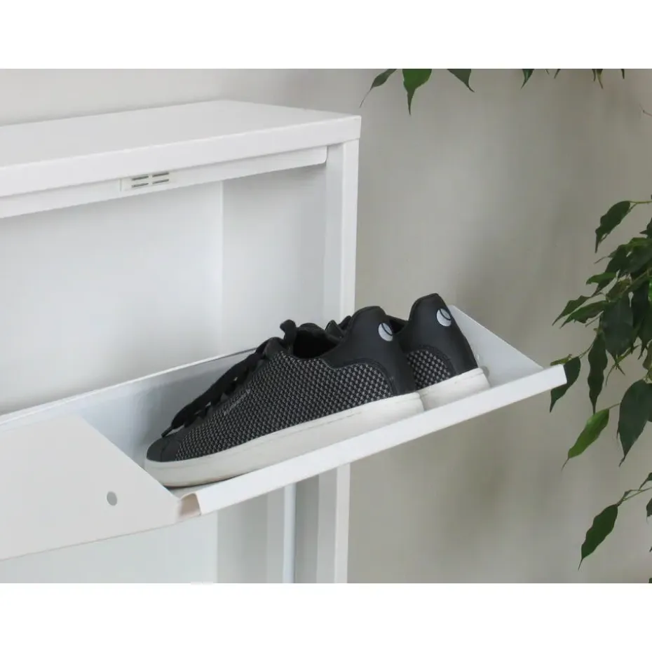Hioshop Pisa schoenenkast wit metaal met 3 vakken - set van 3