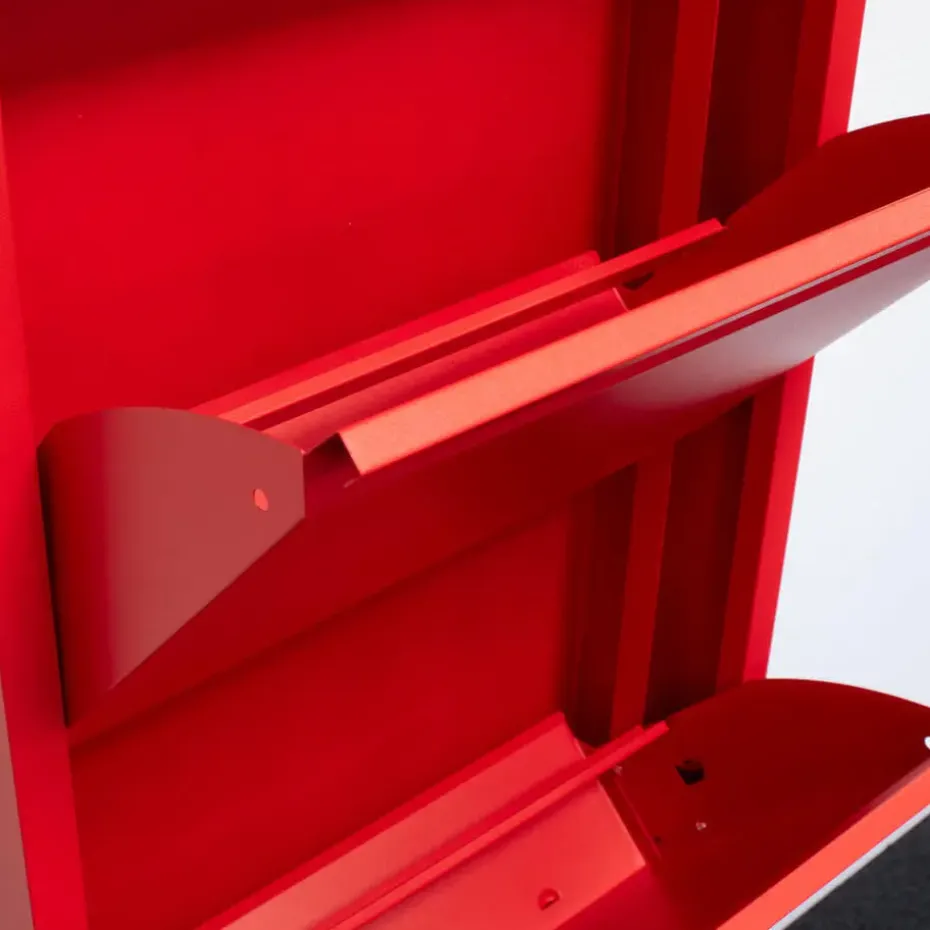 Hioshop Pisa schoenenkast rood metaal met 5 vakken