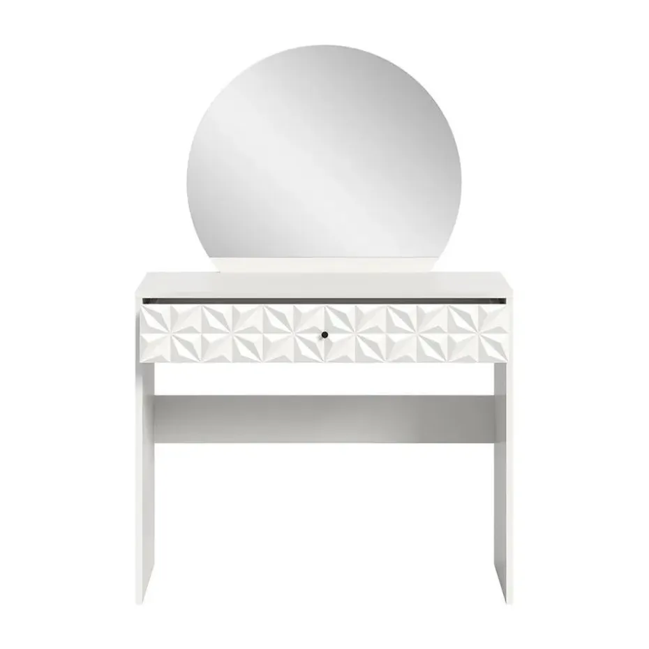 Hioshop Prisma kaptafel 1 lade 1 spiegel wit