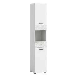 Hioshop Prisma kolomkast 2 deuren- 1 lade- 1 plank wit