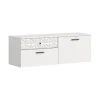 Hioshop Prisma schoenenkast 2 schuifdeuren- 1 vouwdeur- 2 lades- 1 plank wit